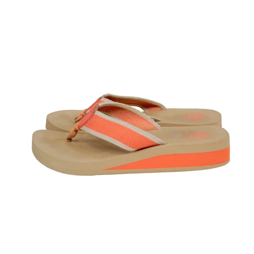 TORY BURCH 'Wilhelm' Sandal Orange & Tan Thong Style Flip Flop Size 10